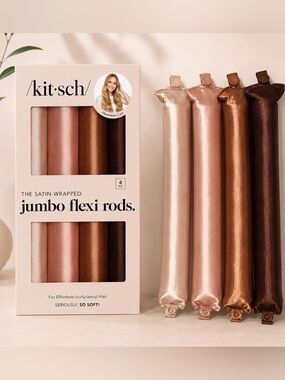 Kitsch Satin Jumbo Flexi Rods, Heatless Curling Rods - Overnight - Pack of 4